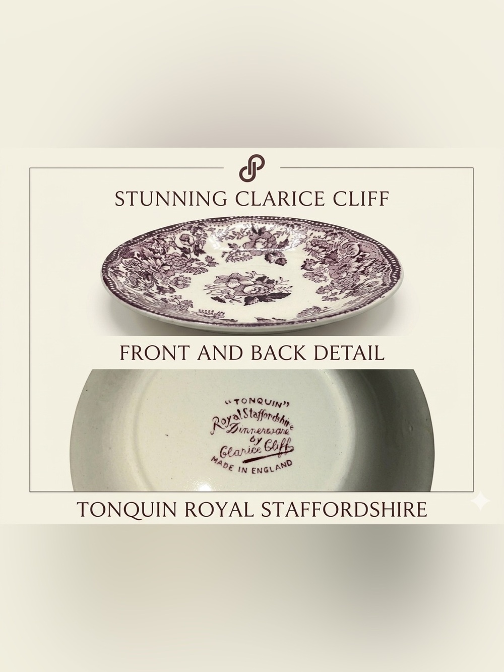 Royal Staffordshire Tonquin Plum Bowl Clarice Cliff Purple Transferware 3 Bowls